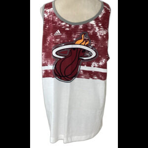 Adidas Tank Top Men's Size XL White Burgandy NBA Miami Heat Tank Top NWT